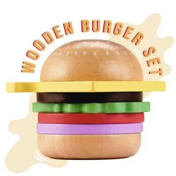 Pillowhale Wooden Play Food Toy for Kids Pretend Play Kitchen Accessories for Toddlers Wooden Play F...