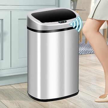BLKMTY 13-Gallon Kitchen Trash Can - Touchless Automatic Stainless Steel Bin