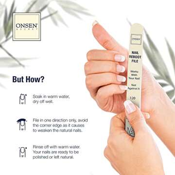 Onsen Secret Japanese Nail File - Professional 6-Pack Nail Files, Double Sided Natural & Acrylic Nail Filers - 120/180 Grit - Disposable, Salon Smooth | Best Onsen Nail File for Shiny Nails