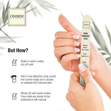Onsen Secret Japanese Nail File - Professional 6-Pack Nail Files, Double Sided Natural & Acrylic Nail Filers - 120/180 Grit - Disposable, Salon Smooth | Best Onsen Nail File for Shiny Nails