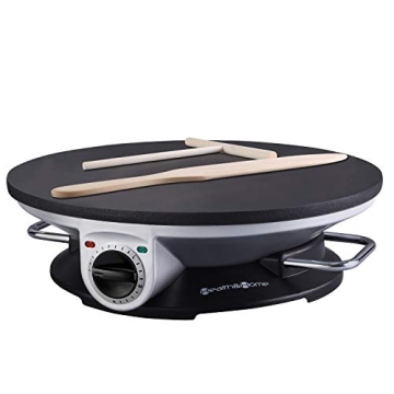 Health and Home No Edge Crepe Maker - 13 Inch Electric Griddle with Non-stick Surface and Accessorie...
