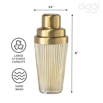 OGGI Vintage Ribbed Glass Cocktail Shaker - 16oz Beauty