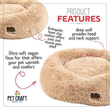 Pet Craft Supply Wellness Calming Dog Bed for Small Dogs - Cat Bed for Indoor Cats - with Bonus Matc...