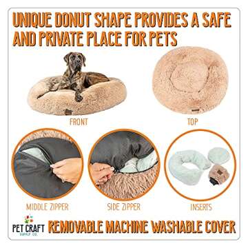 Pet Craft Supply Wellness Calming Dog Bed for Small Dogs - Cat Bed for Indoor Cats - with Bonus Matching Dog Blanket Cat Blanket to Combat Anxiety, Clear, XXLarge 45" x 45" (8741EC)