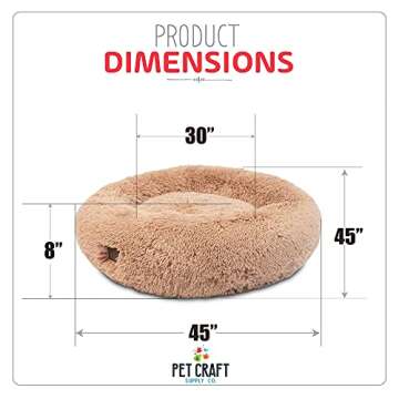 Pet Craft Supply Wellness Calming Dog Bed for Small Dogs - Cat Bed for Indoor Cats - with Bonus Matching Dog Blanket Cat Blanket to Combat Anxiety, Clear, XXLarge 45" x 45" (8741EC)