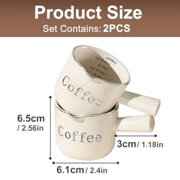 FOVERN1 Espresso Cups,2PCS Ceramic Espresso Cups with Double Scale,90ML Expresso Shots Cup with Hand...