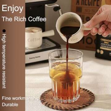 FOVERN1 Espresso Cups,2PCS Ceramic Espresso Cups with Double Scale,90ML Expresso Shots Cup with Handle,Ceramic Measuring Cups Espresso Measuring Cup,Espresso Accessories with V-Shaped Mouth