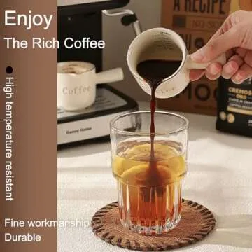 FOVERN1 Espresso Cups,2PCS Ceramic Espresso Cups with Double Scale,90ML Expresso Shots Cup with Handle,Ceramic Measuring Cups Espresso Measuring Cup,Espresso Accessories with V-Shaped Mouth