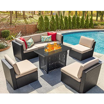 Devoko 7 Pieces Outdoor Patio Furniture Set for All Seasons