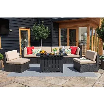 Devoko 7 Pieces Outdoor Patio Furniture Set for All Seasons