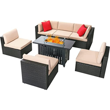 Devoko 7 Pieces Outdoor Patio Furniture Set for All Seasons
