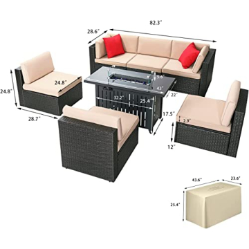 Devoko 7 Pieces Outdoor Patio Furniture Set for All Seasons