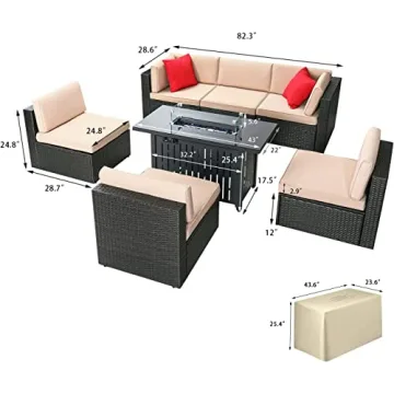 Devoko 7 Pieces Outdoor Patio Furniture Set for All Seasons