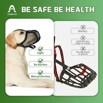 Dog Muzzle Basket Soft Dog Muzzle for Small Medium Large Size Breed Dogs Anti Biting Licking Chewing Adjustable Mesh Dog Muzzle with Reflective Strap for Dog Grooming & Daily Activities Black L