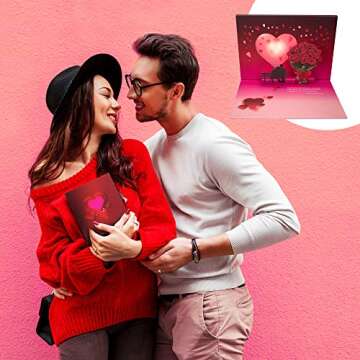 100 GREETINGS Musical Valentine Pop Up Card with Lights - Romantic Holiday 3D Greeting Cards for Cou...