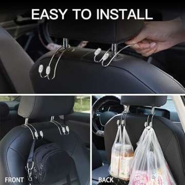 Guoord 【2024 Upgraded】 Car Headrest Hook Decorations, 2 Pcs Bling Purse Hook Hangers, Stainless ...