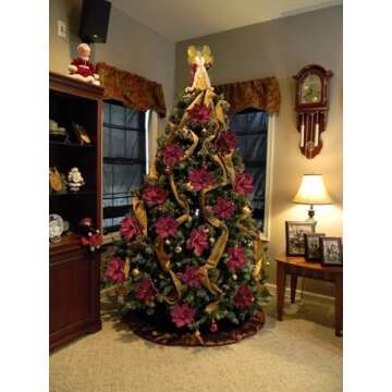 M2cbridge Artificial Christmas Magnolia Flowers Red Velvet Poinsettia Floral Picks for Christmas Wreath Tree Ornaments (4pcs Maroon Magnolia)