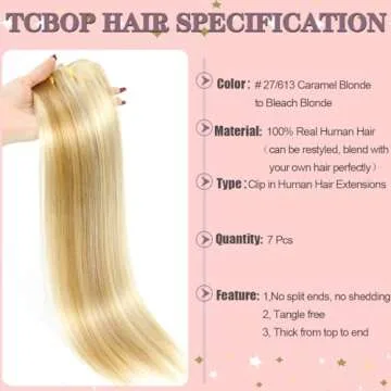 TCBOP Real Human Hair Clip in Extensions for Women