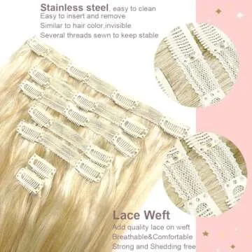 TCBOP Real Human Hair Clip in Extensions for Women