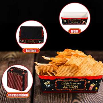 Tegeme Movie Night Snack Trays - 30 Count Party Supplies