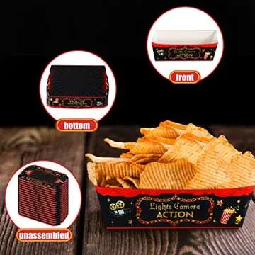 Tegeme Movie Night Snack Trays - 30 Count Party Supplies