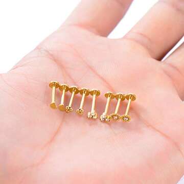 Gnoliew Stylish 16G Labret Lip Ring Studs for All