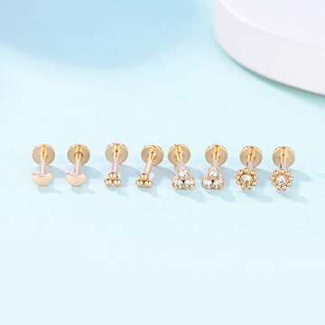 Gnoliew Stylish 16G Labret Lip Ring Studs for All