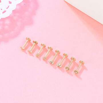 Gnoliew Stylish 16G Labret Lip Ring Studs for All