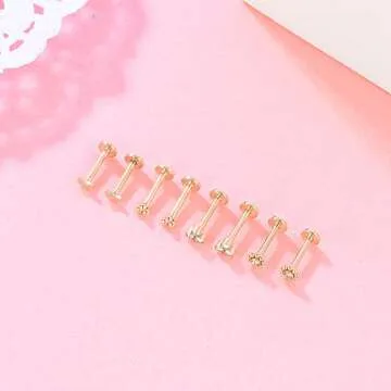 Gnoliew Stylish 16G Labret Lip Ring Studs for All