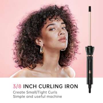 HIRAY 3/8 Inch Curling Iron,9mm Tiny Curling Wand,Ceramic Small Barrel Curling Iron with Adjustable ...