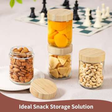 DRKIO 16 Oz Overnight Oats Glass Jars - 4 Pack with Bamboo Lids