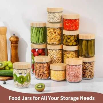 DRKIO 16 Oz Overnight Oats Glass Jars - 4 Pack with Bamboo Lids