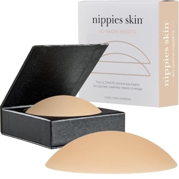 Nippies Non-Adhesive Bra Liner Nipple Covers for Women – Reusable Silicone No-Show Inserts Bra Pad...