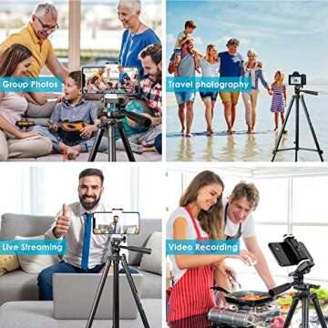 UBeesize 50" Phone Tripod, [2022 Upgraded] Extendable Cell Phone Tripod with Carry Bag and Phone Holder, Compatible with iPhone, Android, Camera.