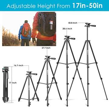 UBeesize 50" Phone Tripod, [2022 Upgraded] Extendable Cell Phone Tripod with Carry Bag and Phone Holder, Compatible with iPhone, Android, Camera.