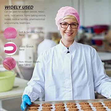 100 Pack 21" Disposable Nonwoven Bouffant Caps Hair Net for Hospital Salon Spa Catering and Dust-free Workspace (pink)
