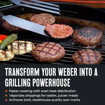 GrillGrate for 18.5" Weber Kettle, Smokey Mountain, and Jumbo Joe | Premium Charcoal Grill Accessory | Patented Design for Juicier, More Flavorful Food | Hard Anodized Aluminum Grill Surface