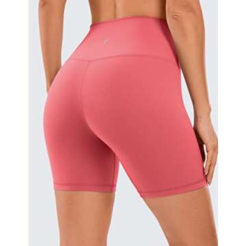 CRZ YOGA Womens High Waisted Volleyball Spandex Yoga Shorts Biker Shorts 6 Inches Raspberry Sorbet Medium