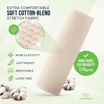 Long Elastic Bandage Wrap | 6-inches Wide | Self-Closure Both Ends | Non-Latex Washable for Injuries, Soreness, Body Wraps | Soft Strong Fabric | 6-Pack | by Spa Slender