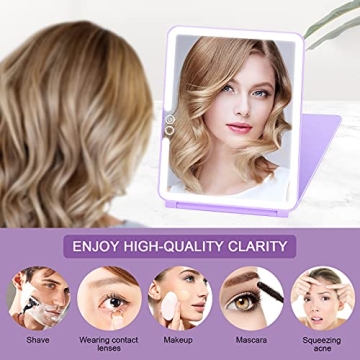 Deweisn Folding Lighted Makeup Mirror with 72 LEDs