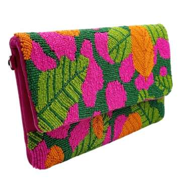 Stylish Saints Headbands Tropical Clutch Purse with Chain
