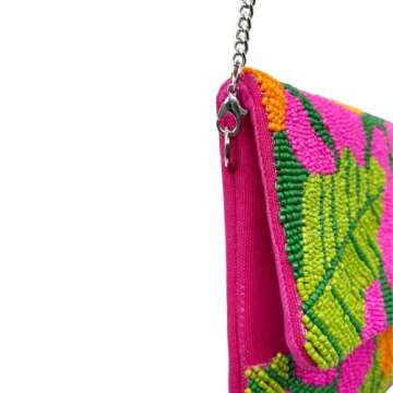 Stylish Saints Headbands Tropical Clutch Purse with Chain