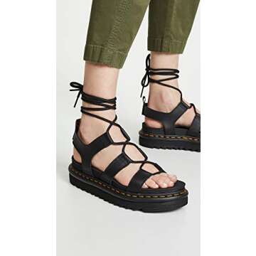 Dr. Martens Women's Nartilla Sandal, Black Hydro, 8