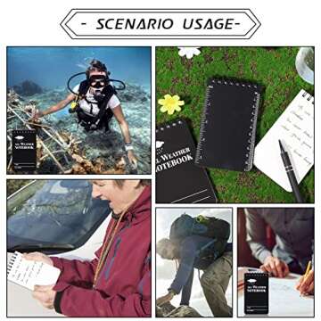 3 × 5" Waterproof Notepad Notebook with Weatherproof Pen and Fabric Notebook Cover, Write in The Rain Pocket Notebook Waterproof Small Notepad for Outdoor Activities Recording
