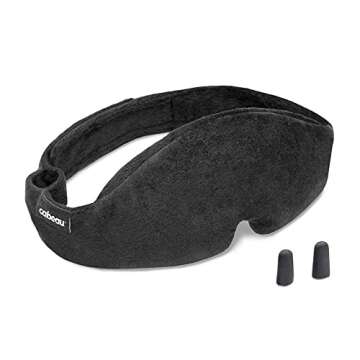 Cabeau Travel Neck Pillow and Eye Mask Set, Memory Foam Neck and Head Support Pillow for Traveling, Airplane, Car Headrest, Office Chair, Blackout Sleep Mask for Home and Travel, Sleeping Earplugs Inc