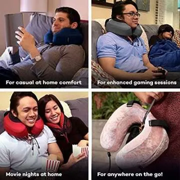 Cabeau Travel Neck Pillow and Eye Mask Set, Memory Foam Neck and Head Support Pillow for Traveling, Airplane, Car Headrest, Office Chair, Blackout Sleep Mask for Home and Travel, Sleeping Earplugs Inc