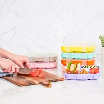 Bentgo® Kids Prints Tray with Transparent Cover - Reusable, BPA-Free, 5-Compartment Meal Prep Container with Built-In Portion Control for Healthy Meals At Home & On the Go (Puppy Love)