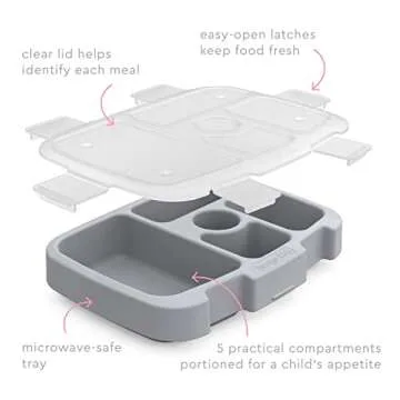 Bentgo® Kids Prints Tray with Transparent Cover - Reusable, BPA-Free, 5-Compartment Meal Prep Container with Built-In Portion Control for Healthy Meals At Home & On the Go (Puppy Love)