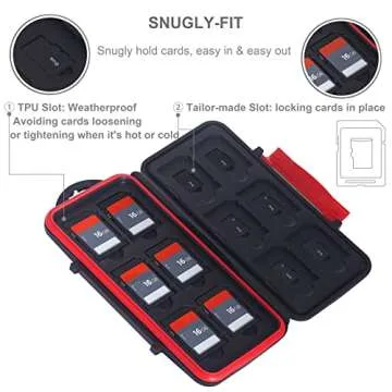 SKOLOO Memory Card Holder, Waterproof SD Card Case, 12 SD Card Cases Storage Slots for SDHC SDXC TF Card, 12 Micro SD Card Holder Slots,1 Set