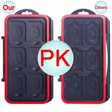 SKOLOO Memory Card Holder, Waterproof SD Card Case, 12 SD Card Cases Storage Slots for SDHC SDXC TF Card, 12 Micro SD Card Holder Slots,1 Set